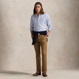 POLO RALPH LAUREN Camicia uomo Oxford stretch Custom-Fit Bianco e Azzurro