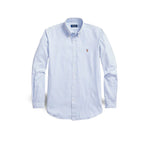 POLO RALPH LAUREN Camicia uomo Oxford stretch Custom-Fit Bianco e Azzurro