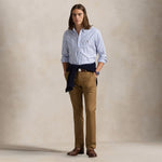 POLO RALPH LAUREN Camicia uomo Oxford stretch Custom-Fit Bianco e Azzurro