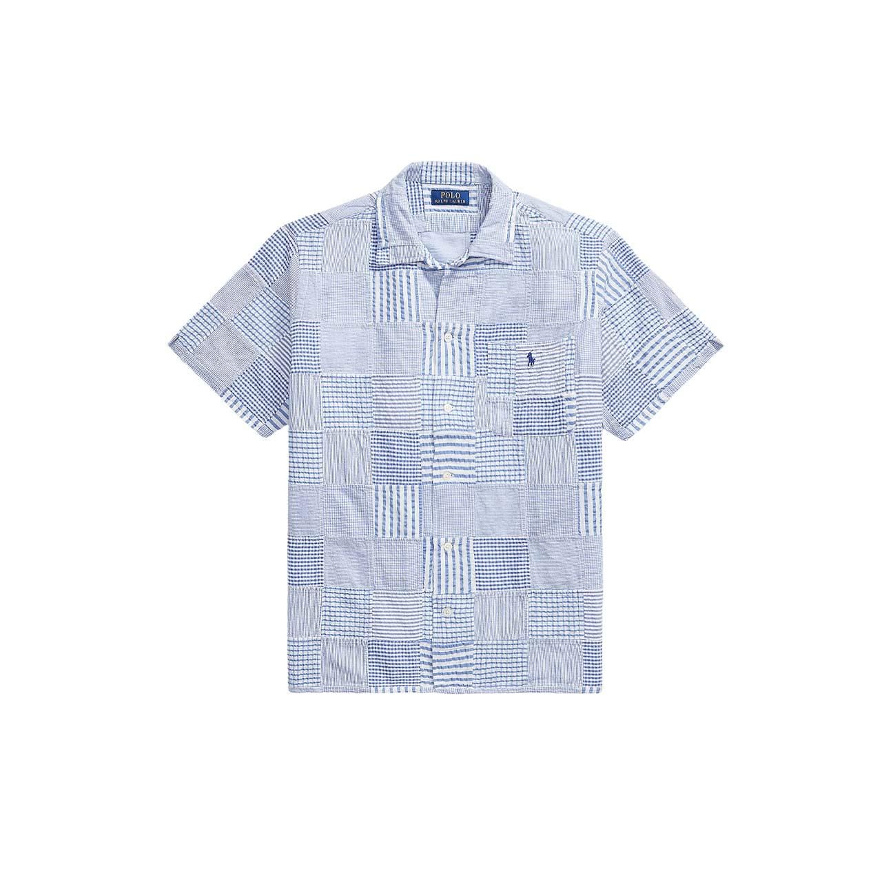 POLO RALPH LAUREN Camicia uomo seersuker Patchwork Azzurro