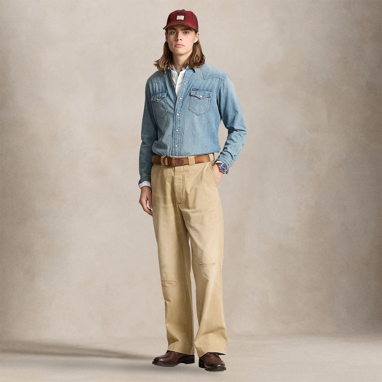 POLO RALPH LAUREN Camicia uomo  western in denim