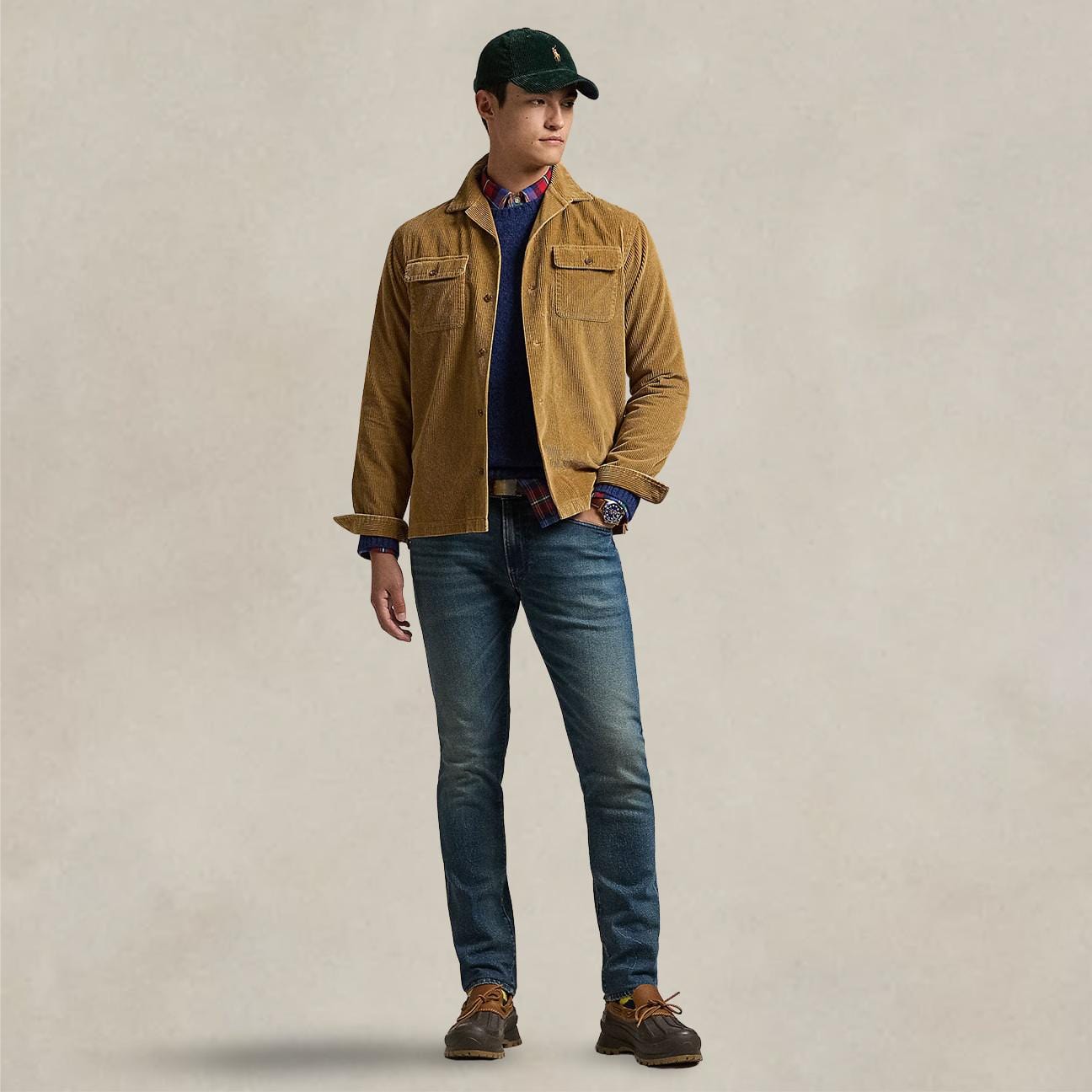 POLO RALPH LAUREN Camicia uomo Work in velluto Tan