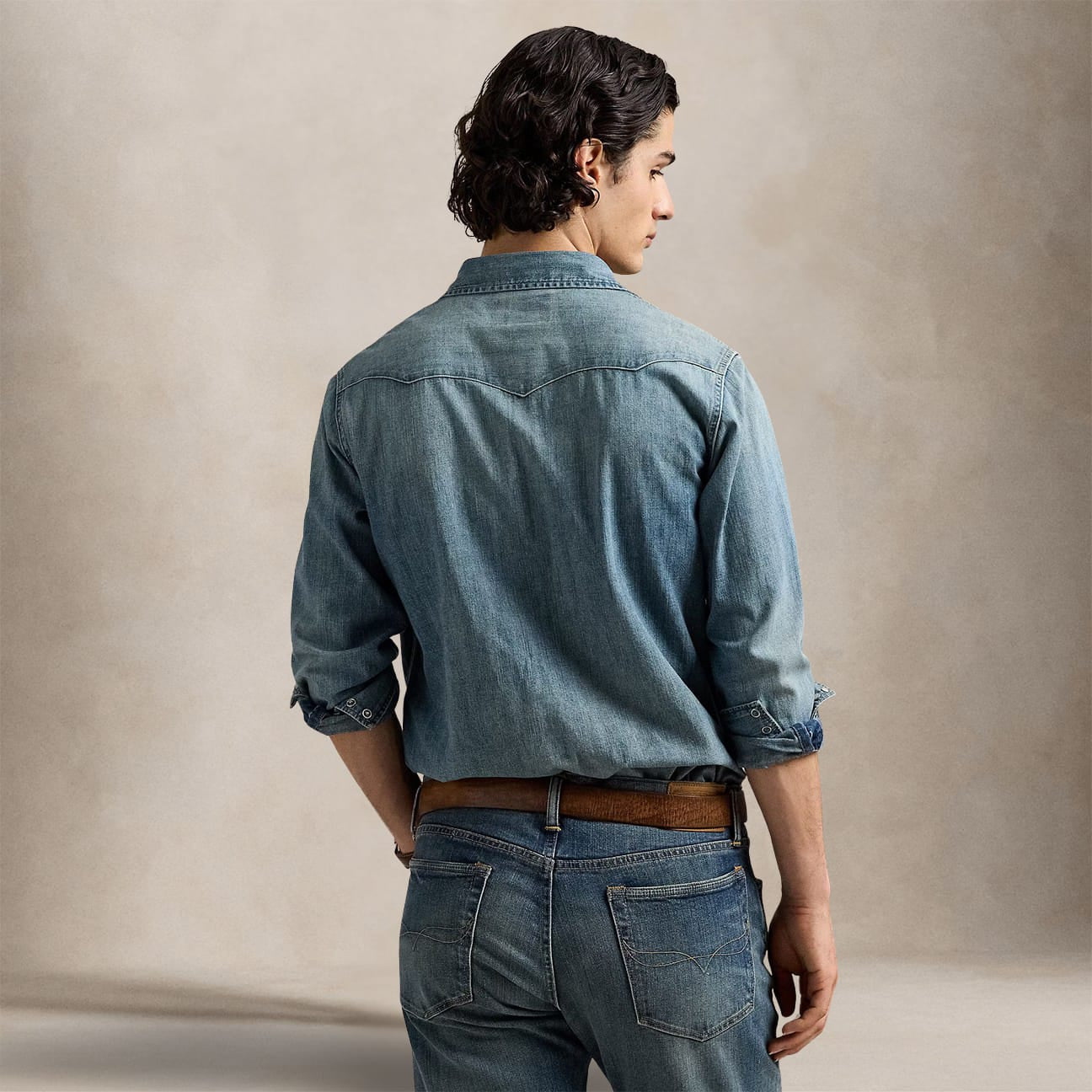 POLO RALPH LAUREN Camiciauomo Western in denim Azzurro