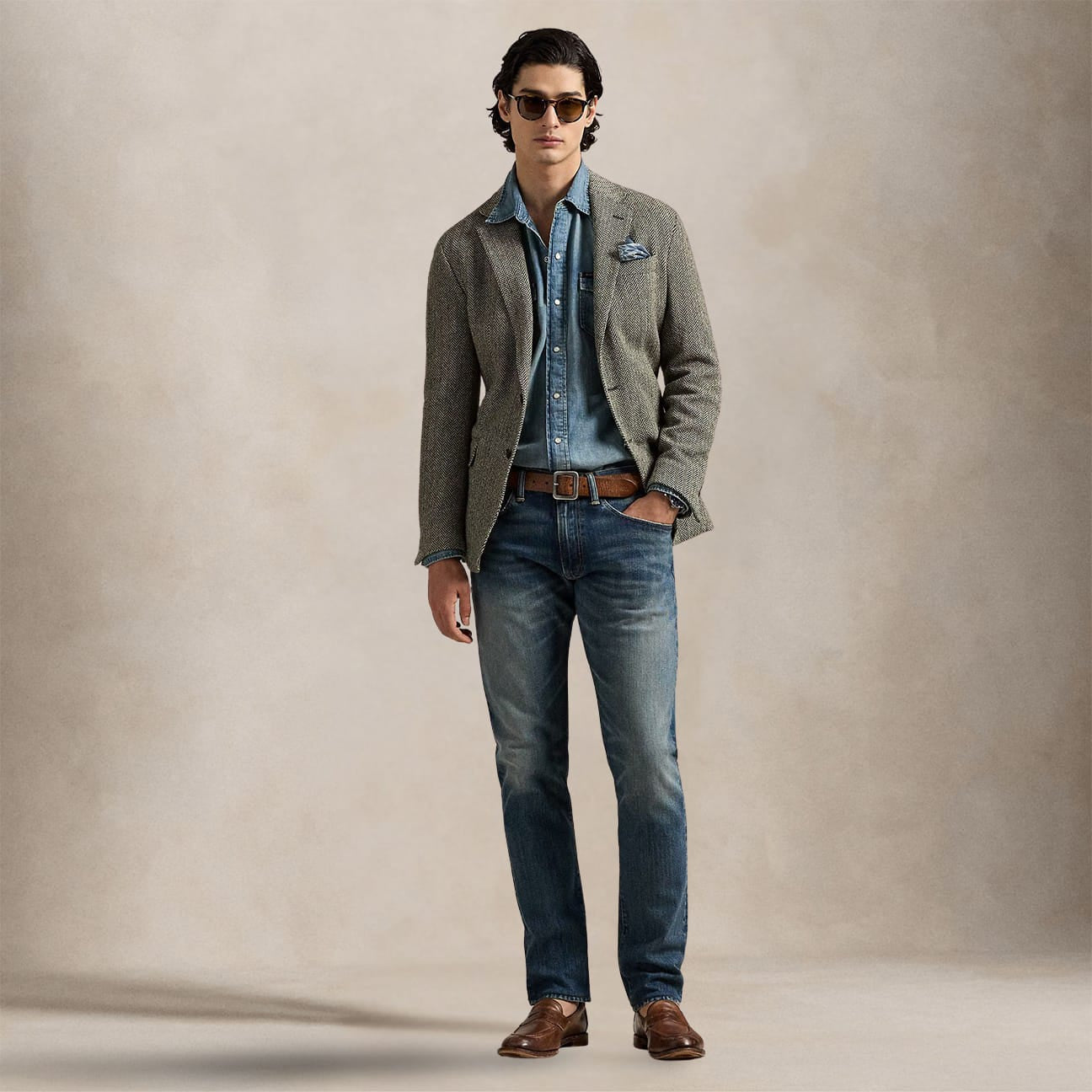 POLO RALPH LAUREN Camiciauomo Western in denim Azzurro