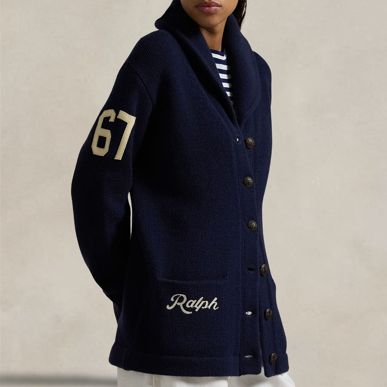 POLO RALPH LAUREN Cardigan con collo sciallato Blue