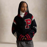 POLO RALPH LAUREN Cardigan  donna in lana con lettera Nero