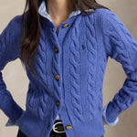 POLO RALPH LAUREN Cardigan donna in lana e cashmere Blue Heather