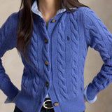 POLO RALPH LAUREN Cardigan donna in lana e cashmere Blue Heather