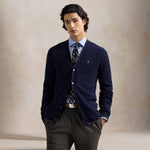 POLO RALPH LAUREN Cardigan uomo con trecce in lana e cashmere Blue