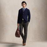 POLO RALPH LAUREN Cardigan uomo con trecce in lana e cashmere Blue