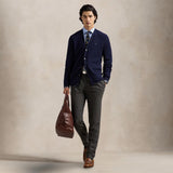 POLO RALPH LAUREN Cardigan uomo con trecce in lana e cashmere Blue