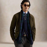 POLO RALPH LAUREN Cardigan uomo con trecce in lana e cashmere Blue