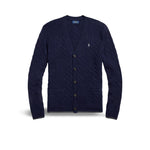 POLO RALPH LAUREN Cardigan uomo con trecce in lana e cashmere Blue