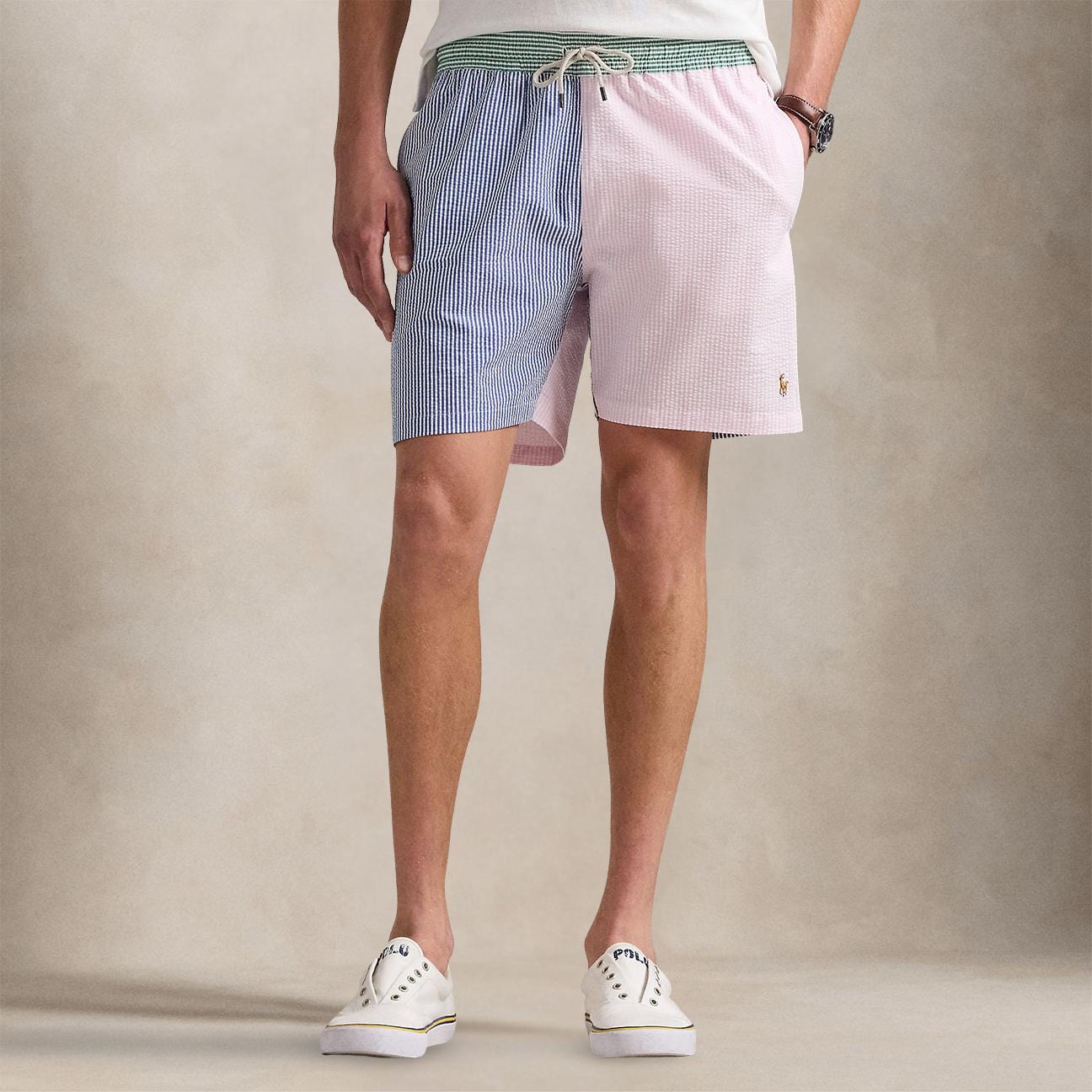 POLO RALPH LAUREN Costume uomo in seersucker patchwork Multicolor