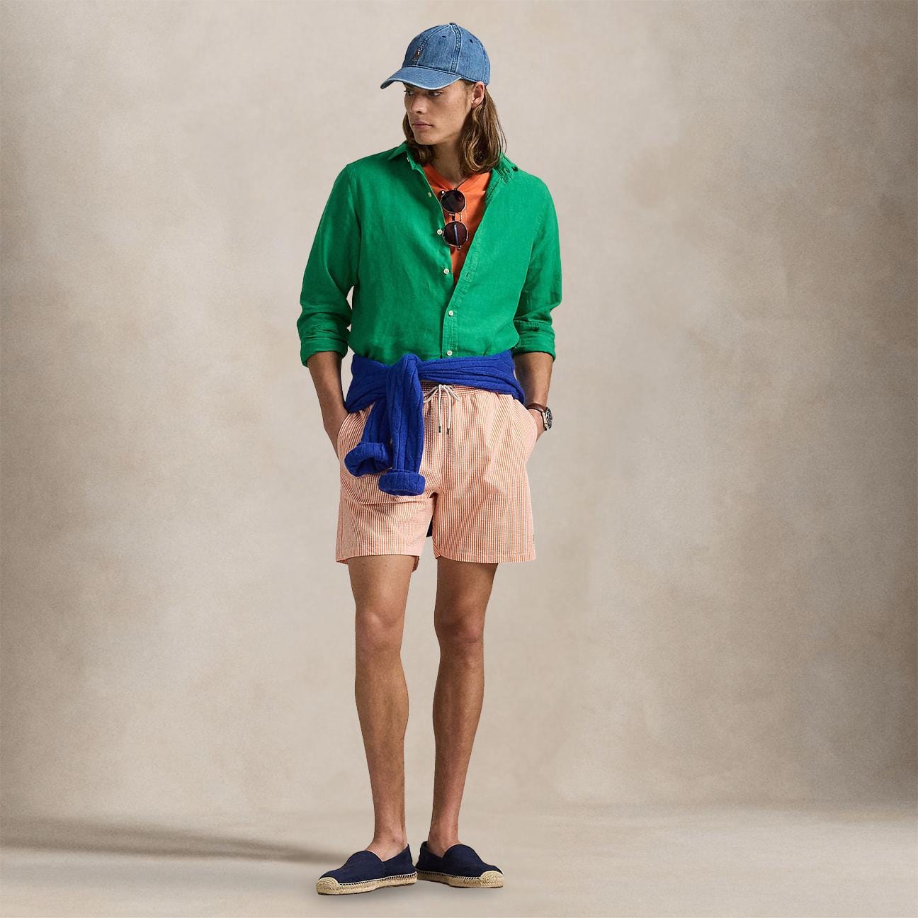 POLO RALPH LAUREN Costume uomo Traveler in seersucker Arancio