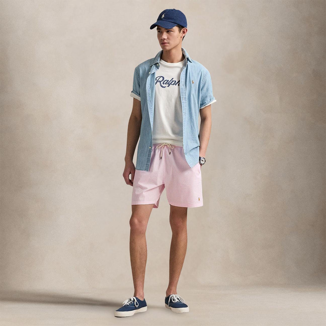 POLO RALPH LAUREN Costume uomo Traveler in seersucker Rosa