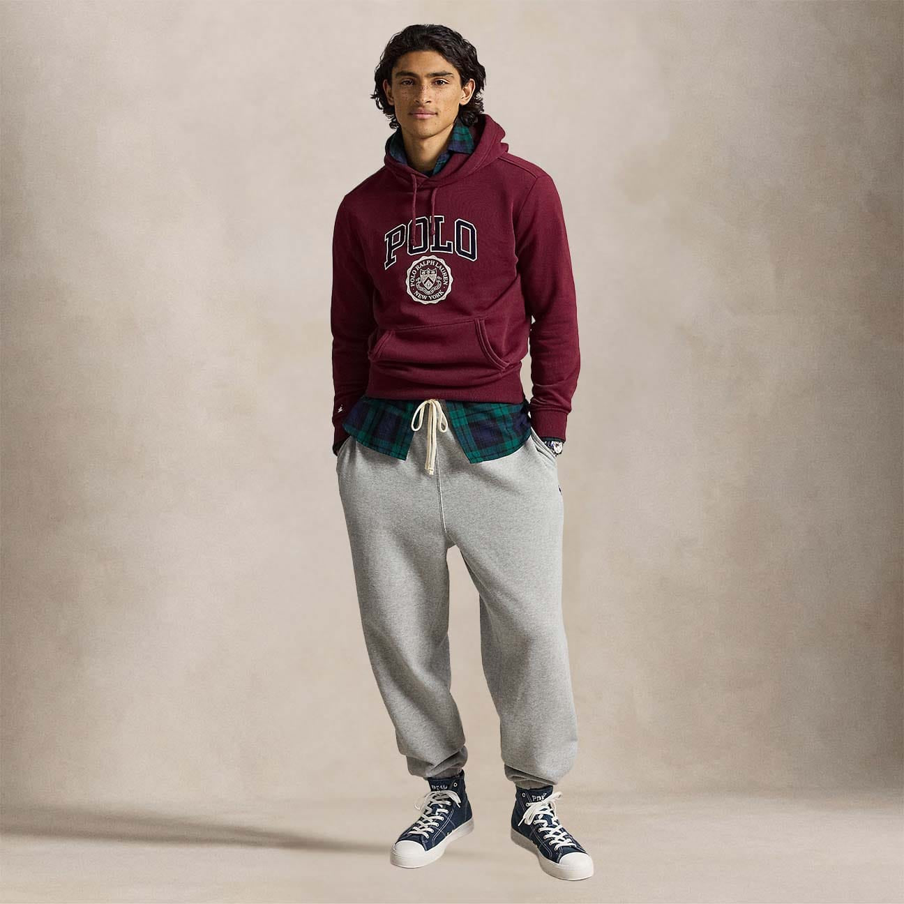 POLO RALPH LAUREN Felpa Hoodie uomo con logo Wine