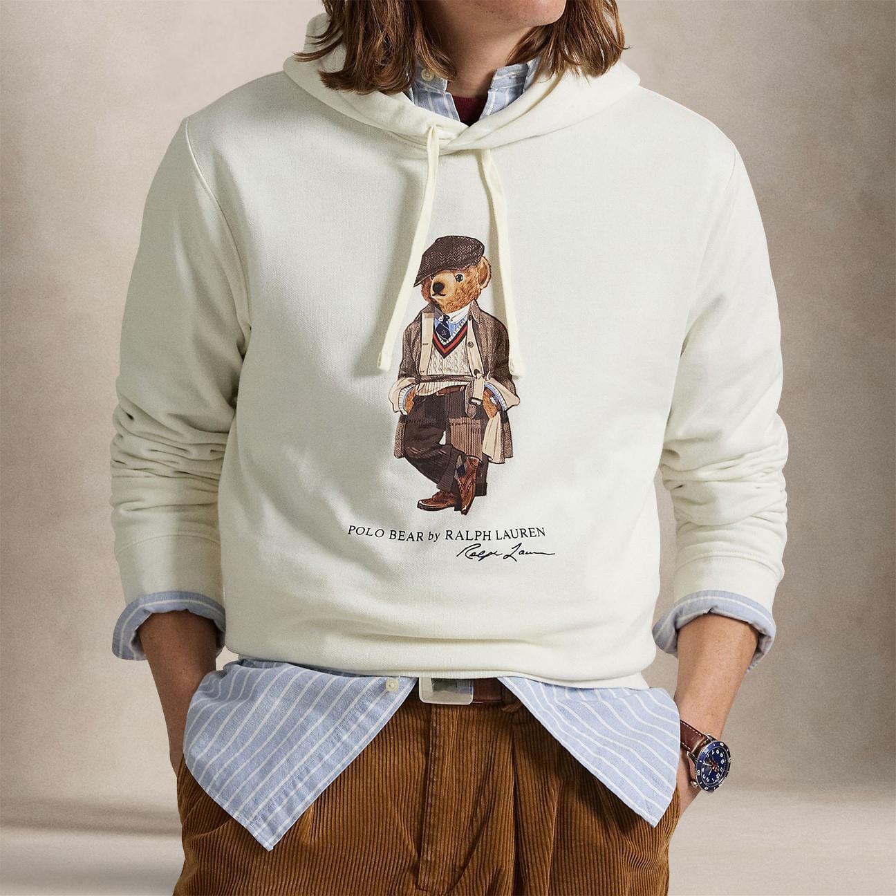 POLO RALPH LAUREN Felpa uomo con cappuccio Polo Bear Bianco