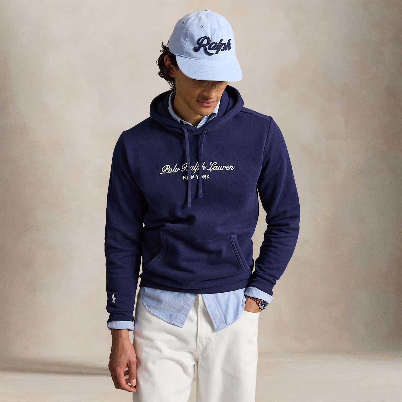 POLO RALPH LAUREN Felpa uomo con logo RL Newport Navy