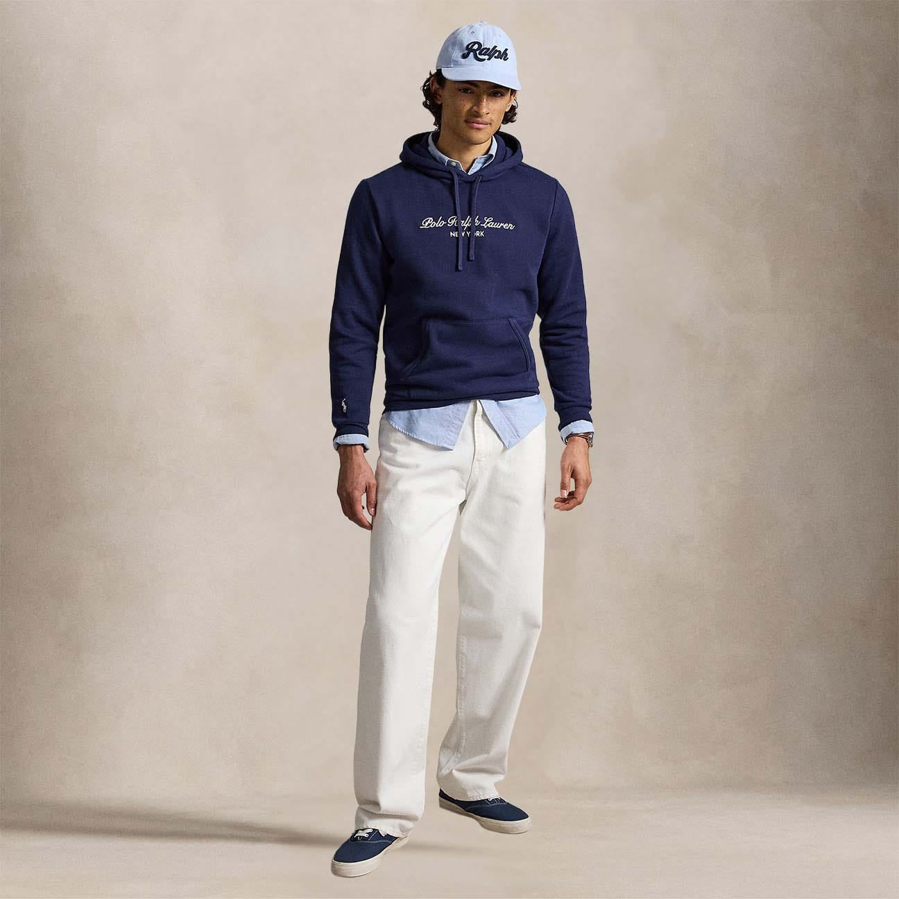 POLO RALPH LAUREN Felpa uomo con logo RL Newport Navy