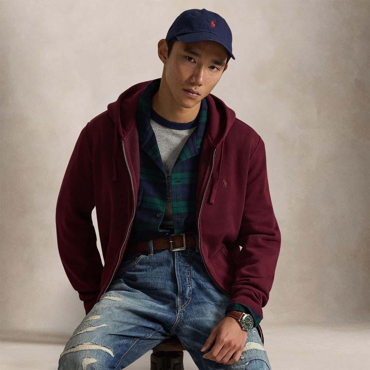 POLO RALPH LAUREN Felpa uomo Hoodie Burgundy