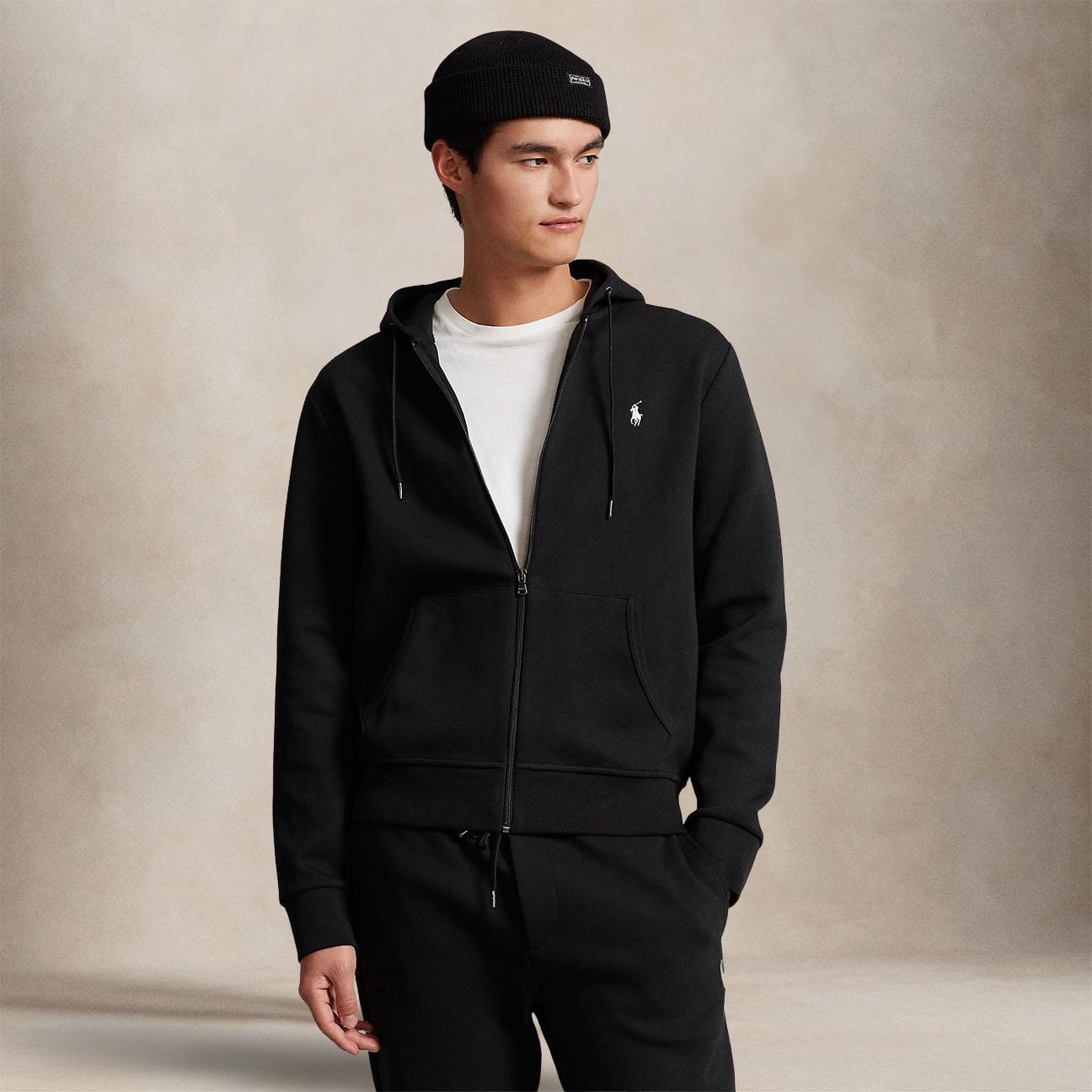 POLO RALPH LAUREN Felpa uomo Hoodie in misto cotone Nero