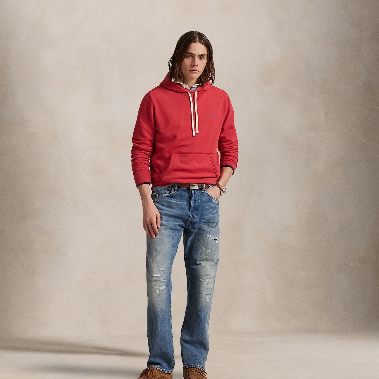 POLO RALPH LAUREN Felpa uomo Hoodie Rosso