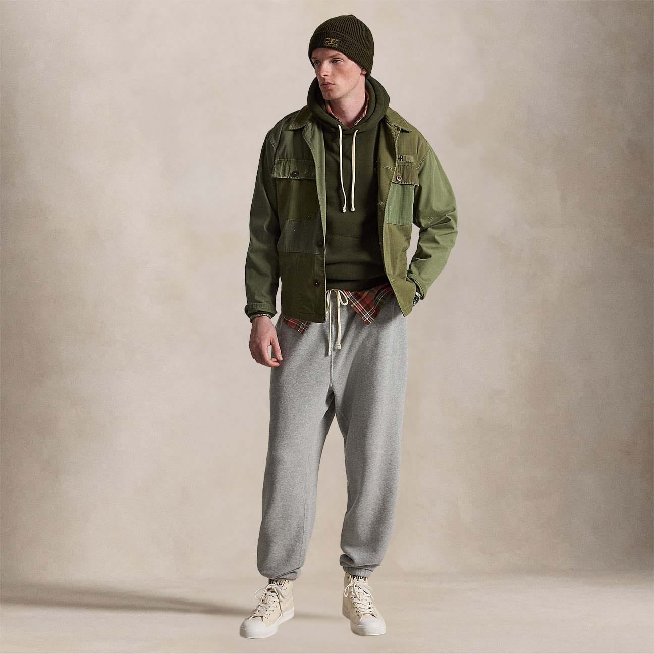 POLO RALPH LAUREN Felpa uomo RL Hoodie Verde Militare