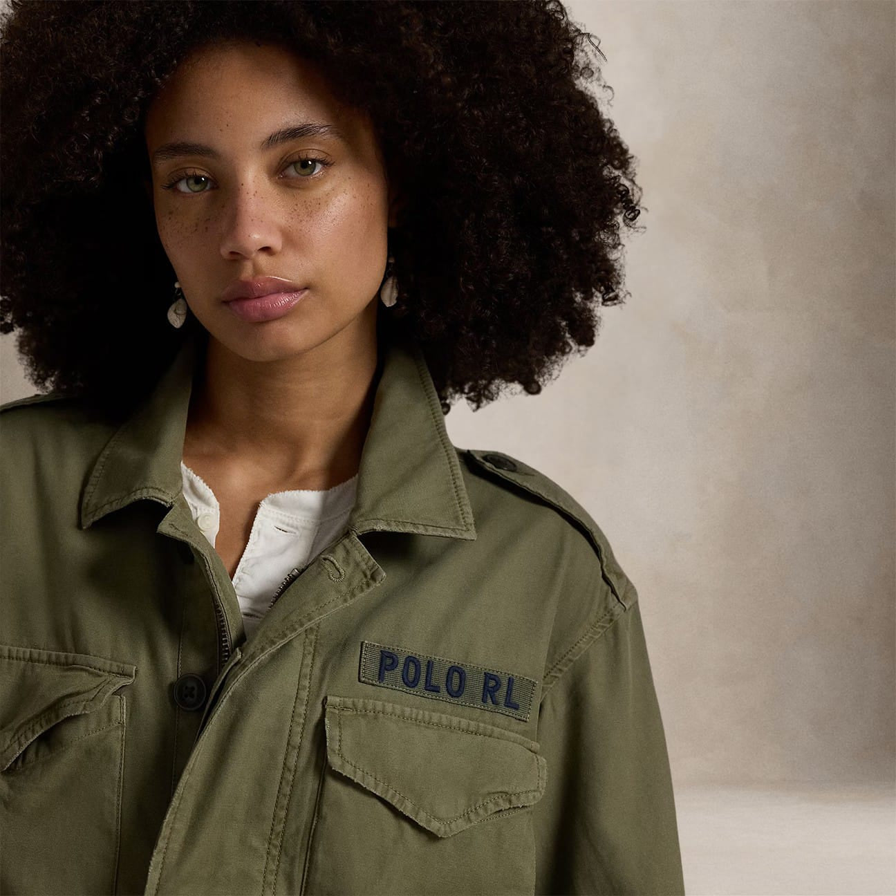 POLO RALPH LAUREN Giacca militare donna in twill Verde Militare