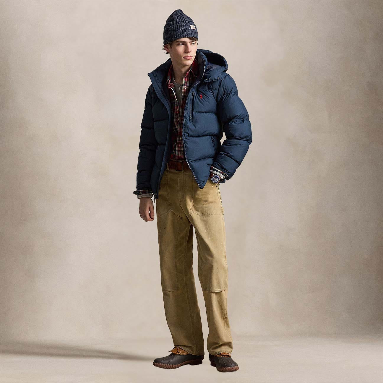 POLO RALPH LAUREN Giacca uomo in piuma con cappuccio Blue