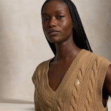 POLO RALPH LAUREN Gile donna in lana e cashmere a trecce Beige