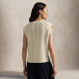 POLO RALPH LAUREN Gilet donna in lana e cashmere a trecce Bianco
