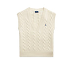 POLO RALPH LAUREN Gilet donna in lana e cashmere a trecce Bianco