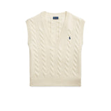 POLO RALPH LAUREN Gilet donna in lana e cashmere a trecce Bianco