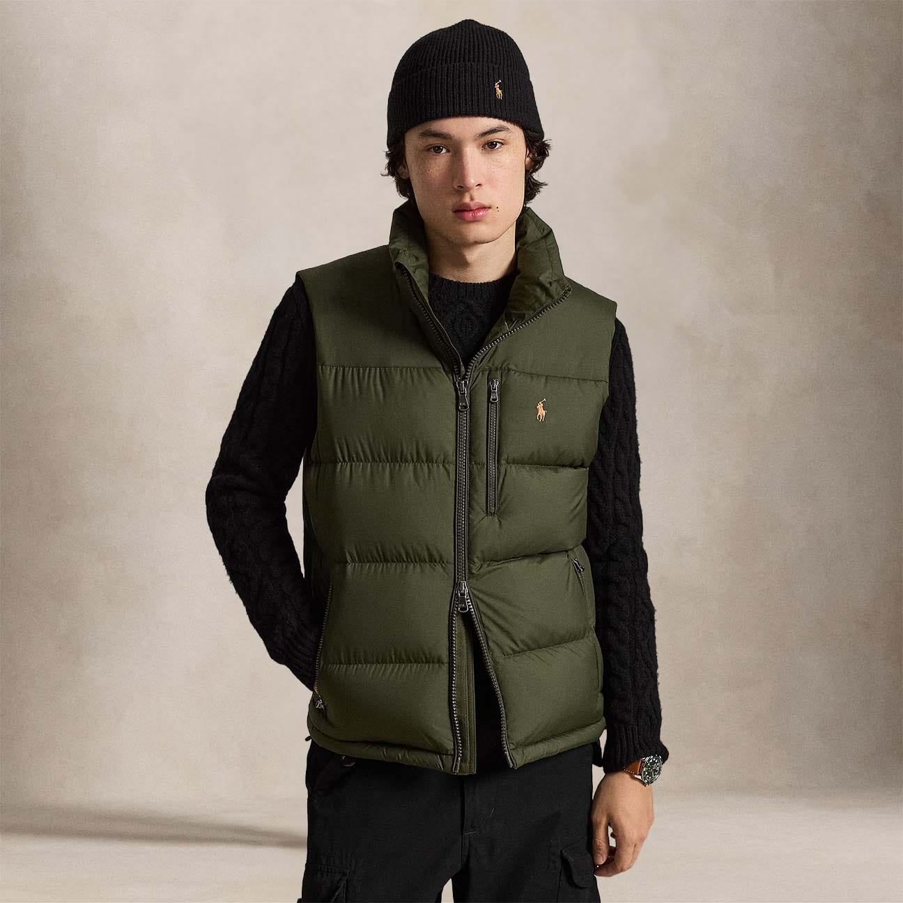 POLO RALPH LAUREN Gilet uomo in piuma Verde Militare