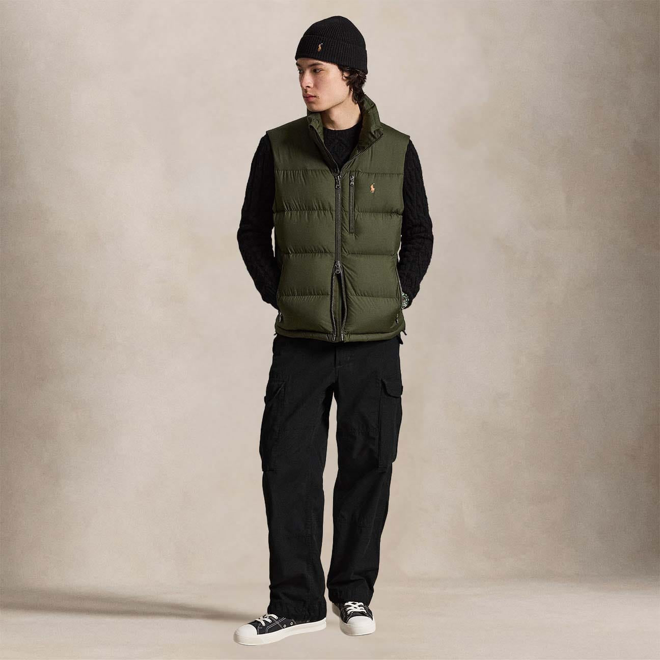 POLO RALPH LAUREN Gilet uomo in piuma Verde Militare