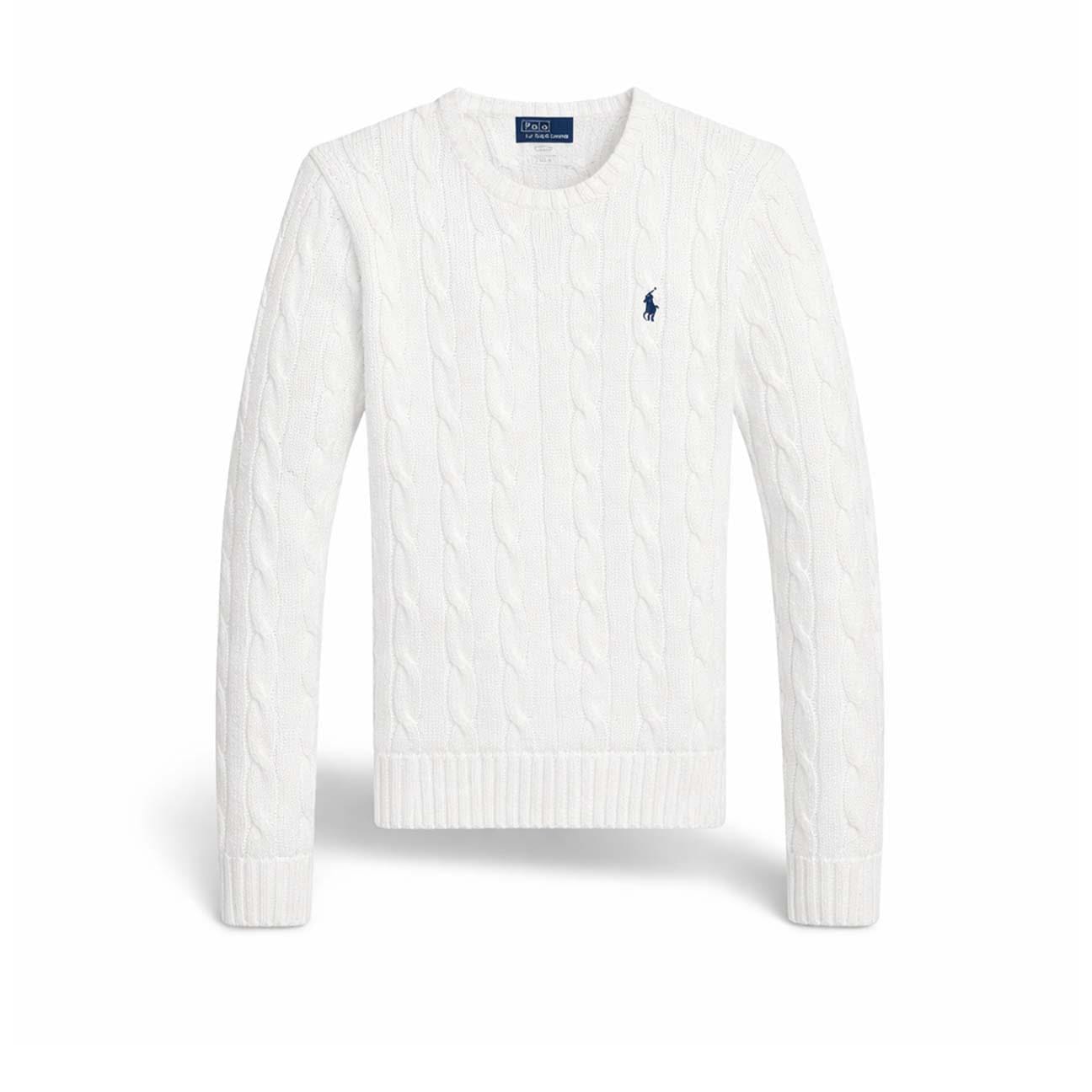 POLO RALPH LAUREN Maglia donna a trecce in cotone Bianco