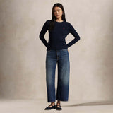 POLO RALPH LAUREN Maglia donna a trecce in cotone Blue