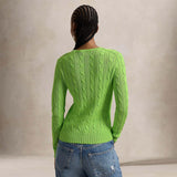 POLO RALPH LAUREN Maglia donna a trecce in cotone Lime