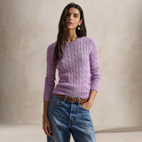POLO RALPH LAUREN Maglia donna a trecce in cotone Mauve