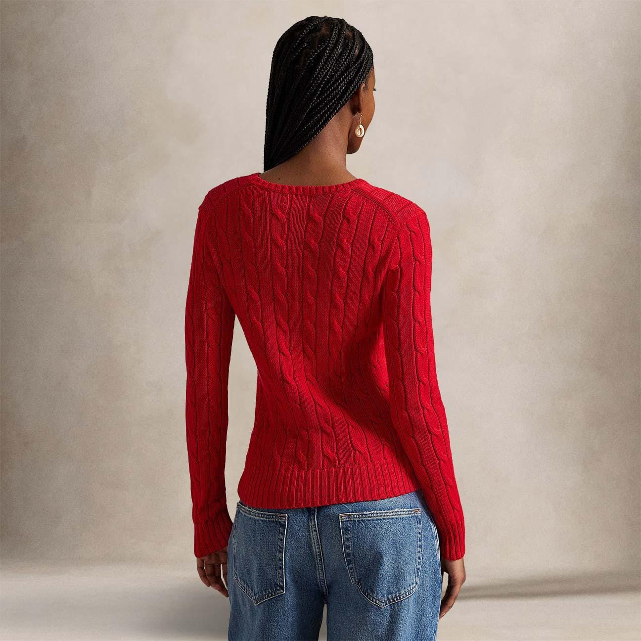 POLO RALPH LAUREN Maglia donna a trecce in cotone Rosso