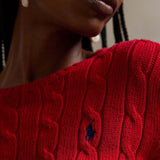 POLO RALPH LAUREN Maglia donna a trecce in cotone Rosso