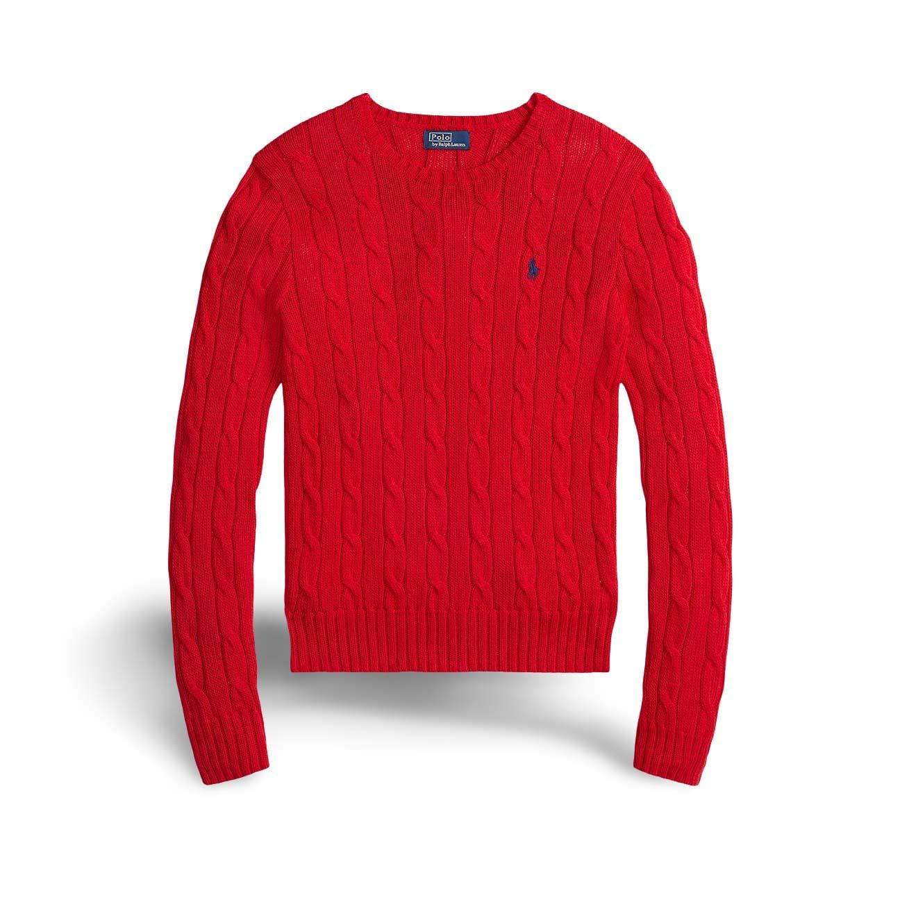 POLO RALPH LAUREN Maglia donna a trecce in cotone Rosso