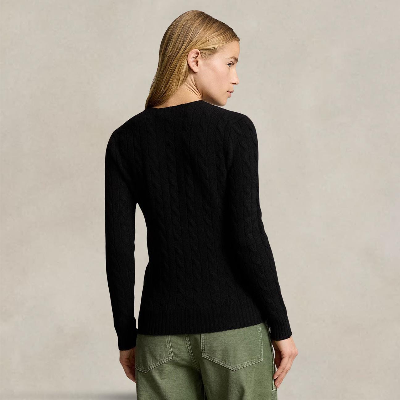 POLO RALPH LAUREN Maglia donna girocollo a trecce Nero