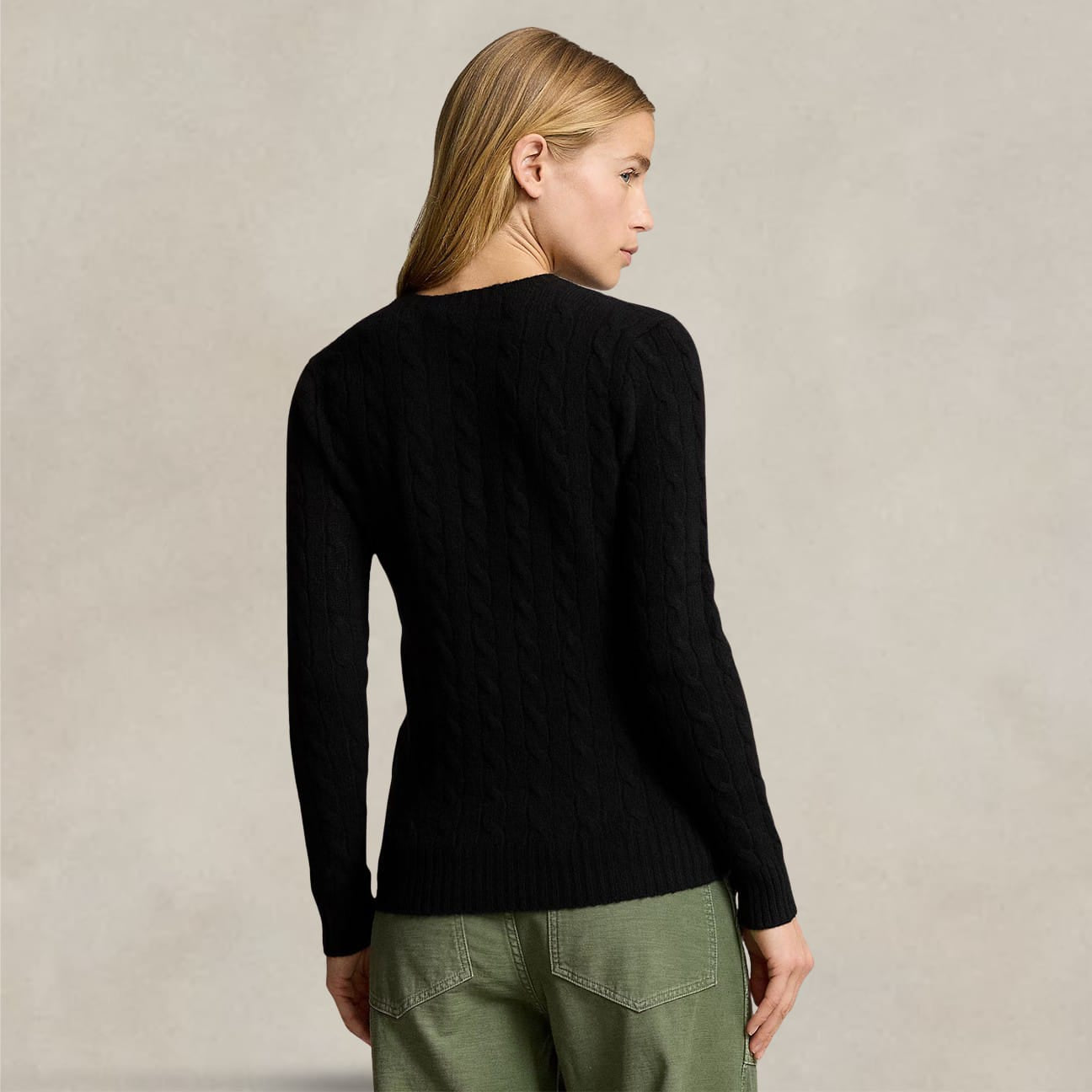 POLO RALPH LAUREN Maglia donna girocollo a trecce Nero
