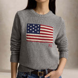 POLO RALPH LAUREN Maglia donna girocollo con bandiera Grigio