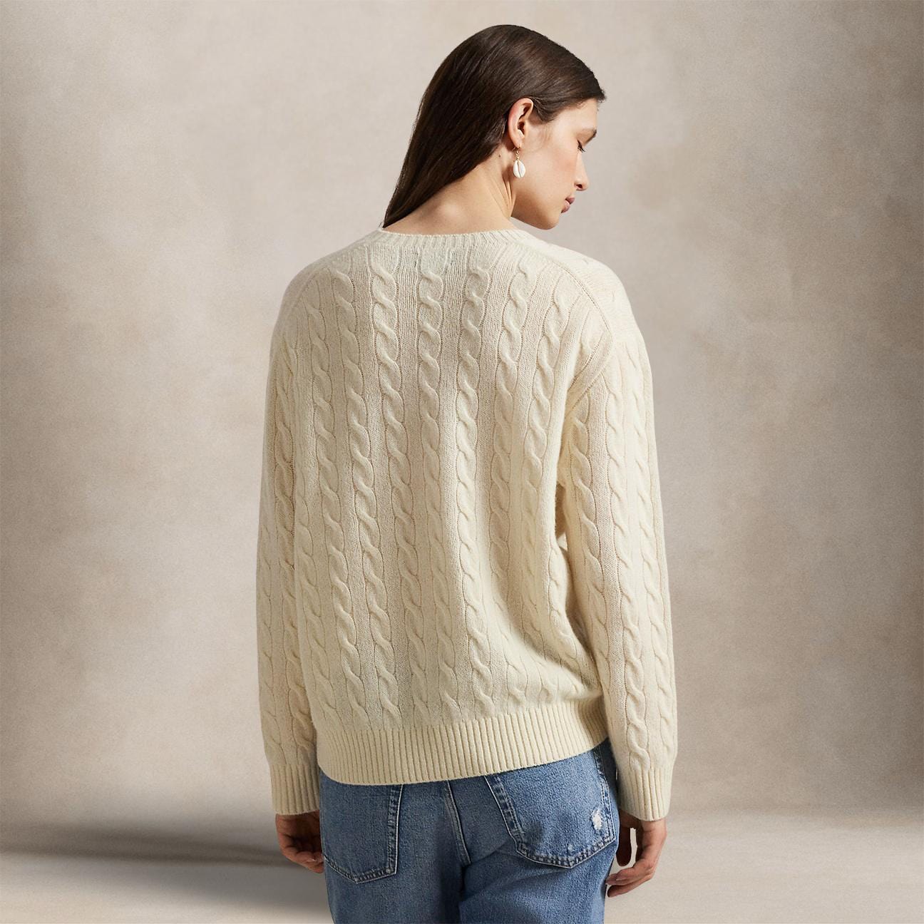 POLO RALPH LAUREN Maglia donna girocollo in lana e cashmere Bianco