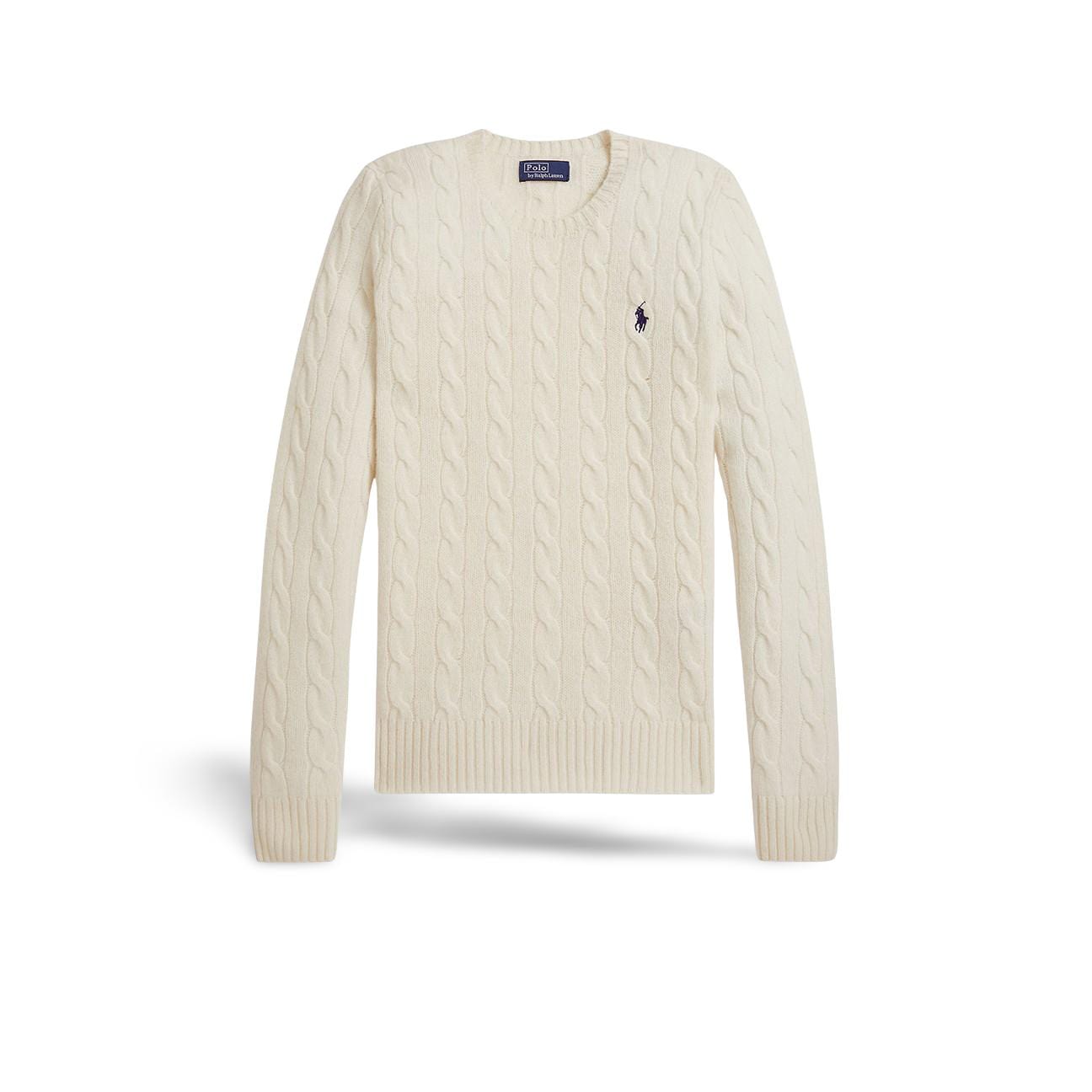 POLO RALPH LAUREN Maglia donna girocollo in lana e cashmere Bianco