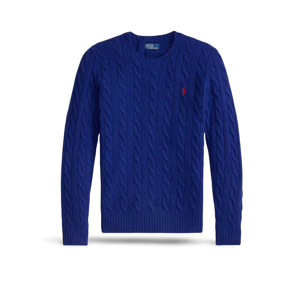 POLO RALPH LAUREN Maglia donna girocollo in lana e cashmere Blue china