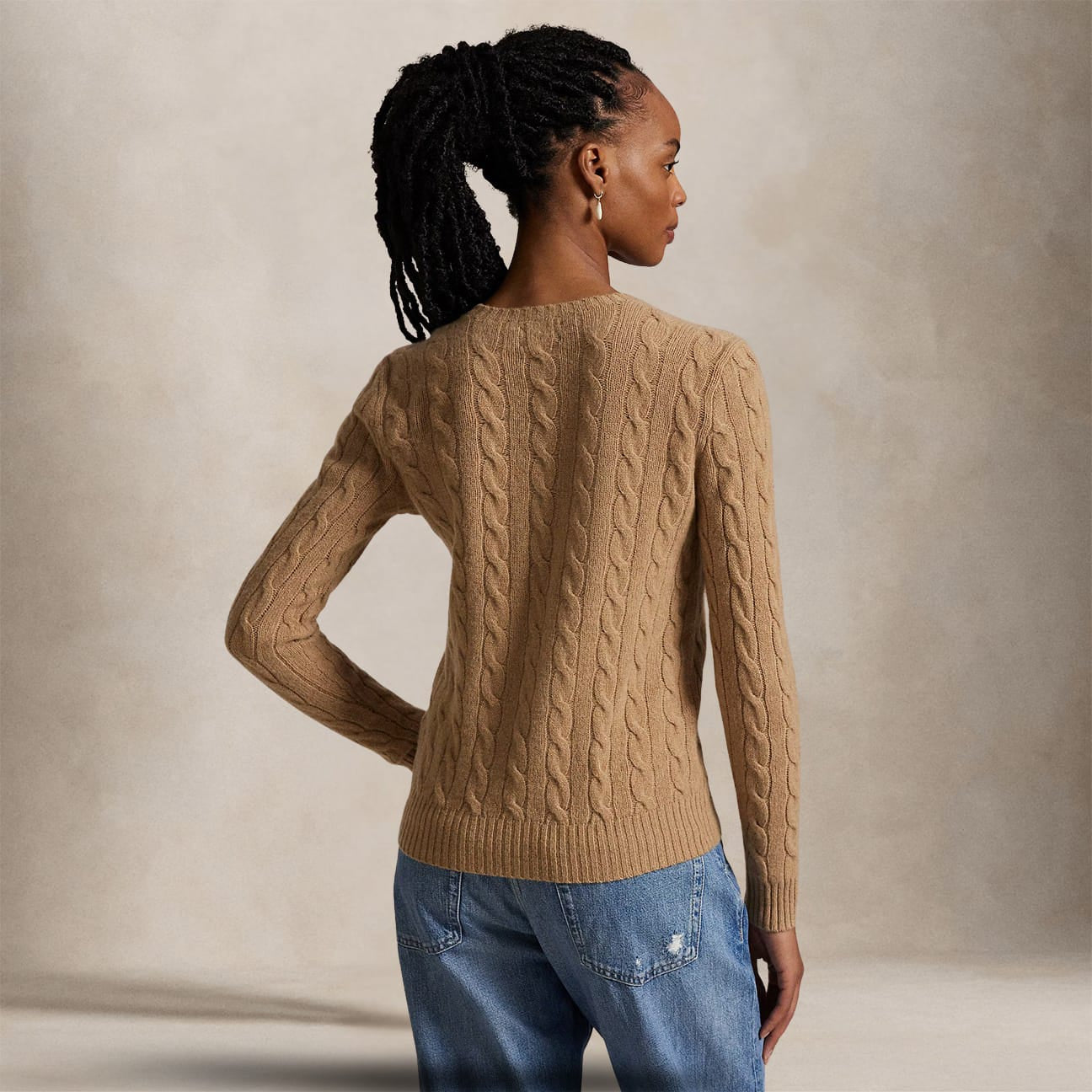 POLO RALPH LAUREN Maglia donna girocollo in lana e cashmere Camel
